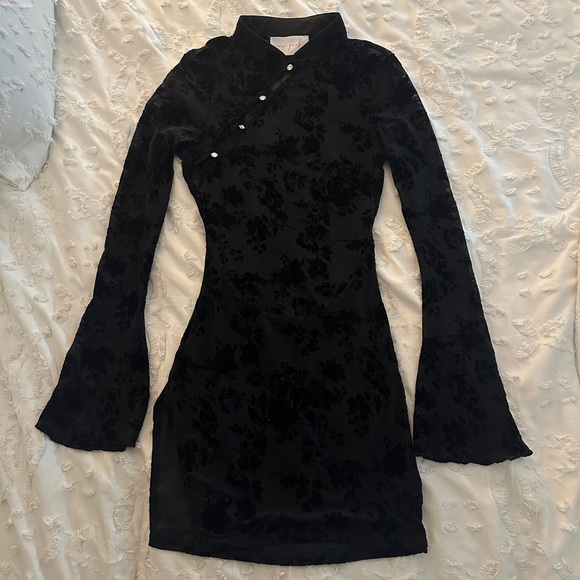 Black Asian-Inspired Dress - Picture 1 of 4